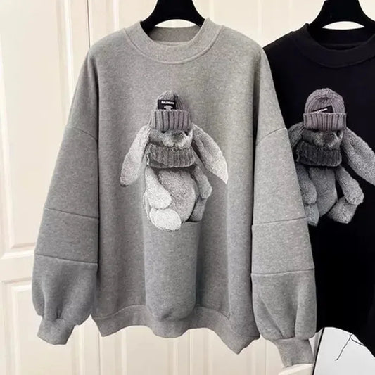Women's Cute Casual Hoodie round Ne Polyester Fiber Loose Fit