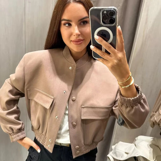 Big Pocket Short Jacket Personality Casual  Outerwear