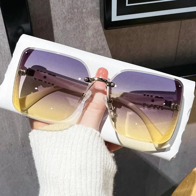 Cool Sunglasses for Women Anti Strong Light Rimless Sun Glasses