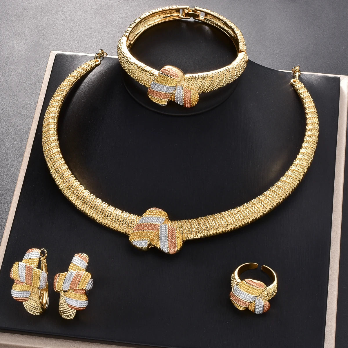 4pcs Women's Jewelry Set Colorful Bow Collar