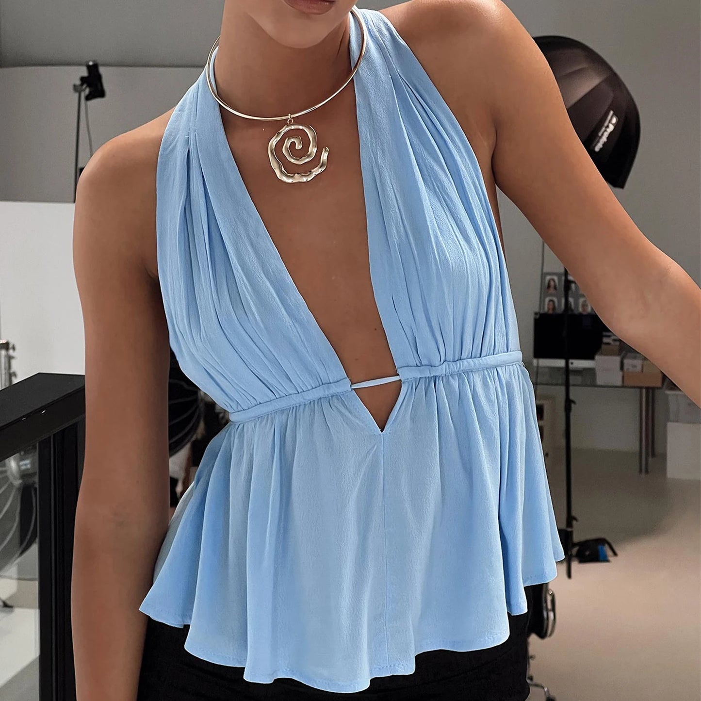 Women Halter Neck Crop Tops Sexy Tie-up Sleeveless Backless Tank Tops