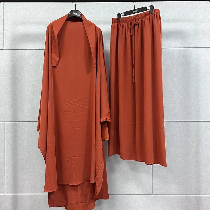 Ramadan Abayas Sets  2 Piece Set Women Hijab Dress Prayer Garment