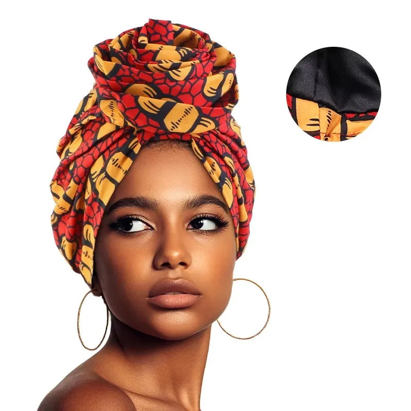 Woman African Satin Lined Turban Cap