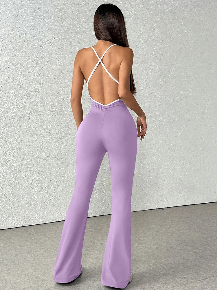Women's Jumpsuits Streetwear Fashion Slim Sexy Sling Backless Elegant Female Jumpsuits