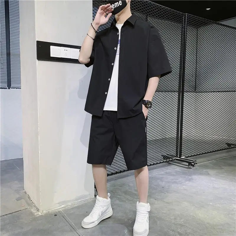 Man Sets Shirts Black Tracksuit Plain Sweatshirts No Logo