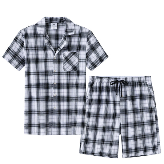 Men Summer Short Pajama Set Breathable Crop Pajama Short Sets Bottoms & Tops