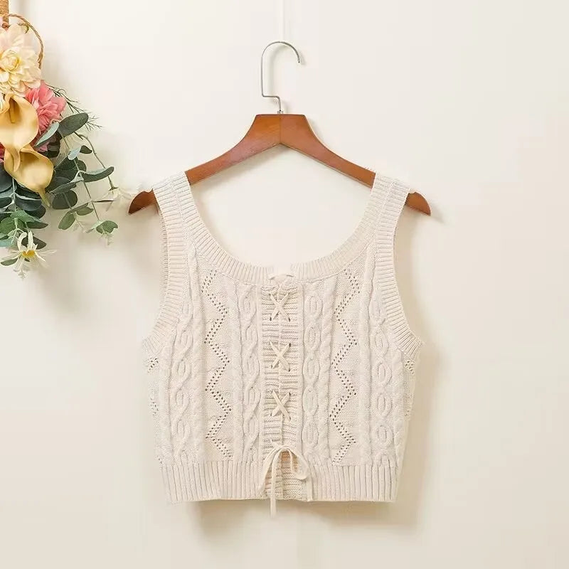 Women's Knitted Vest High Waist ort Sle Two-Sided Wear