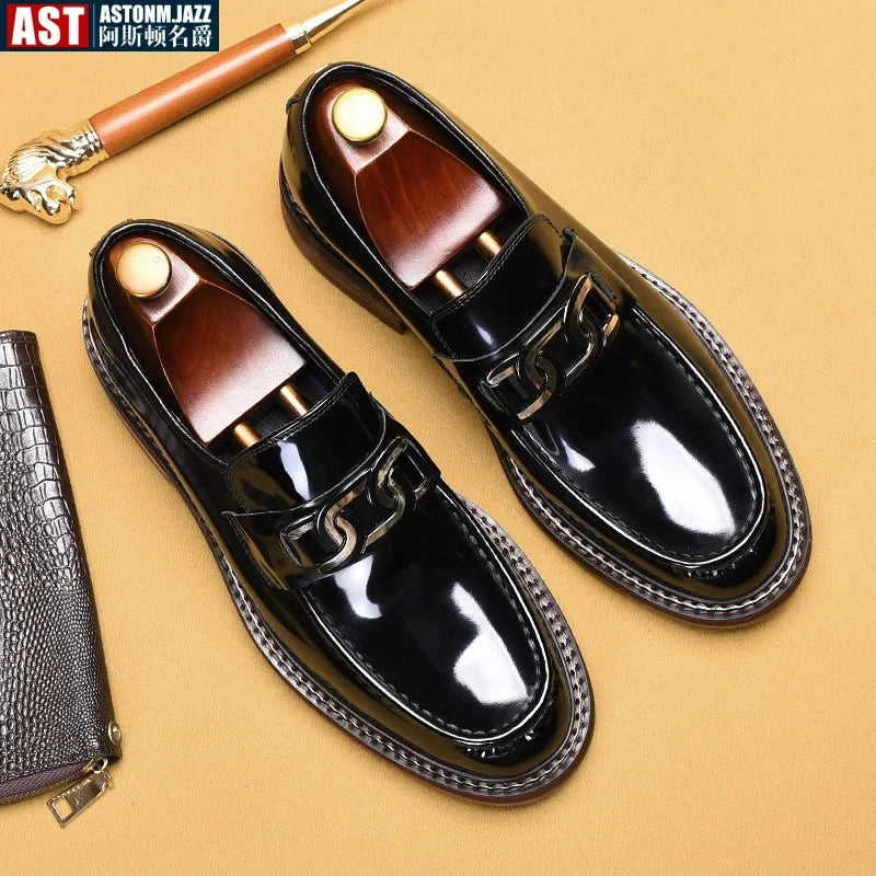 Slip on Dress Shoes Men Genuine Leather Italian Loafer Shoes