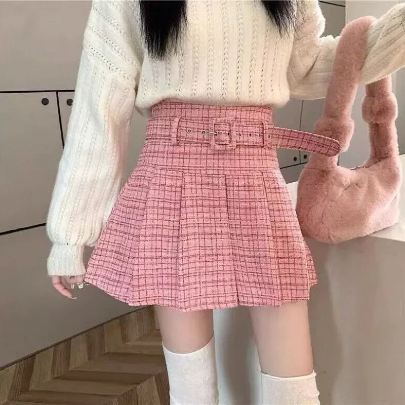 Women Tweed  Pencil Bodycon High Waist Skirts