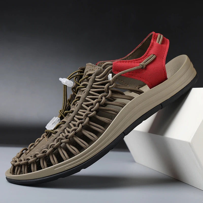Men Sandals Summer Weave Shoes  Outdoor Breathable Comfort Slip On