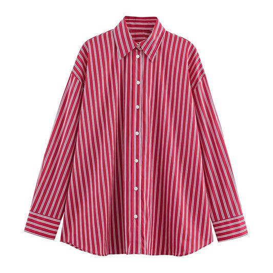 Woman Blouses Stripe Shirts Long Sleeve  Casual  Button Up Shirts