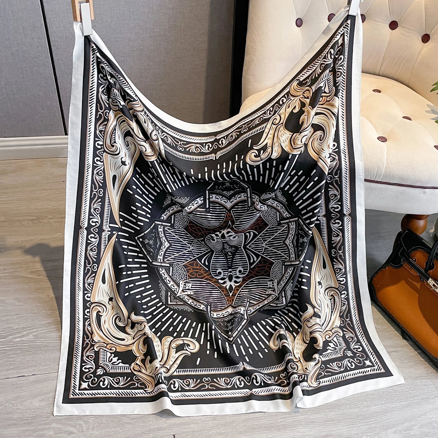 Silk Scarves Women Print Twill Square Head Shawl Bandanna