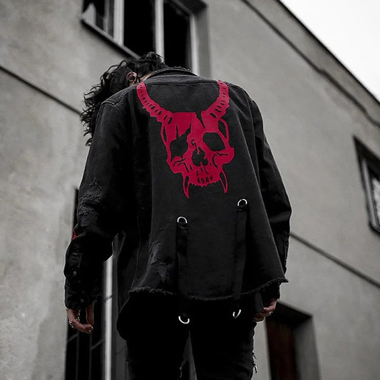Men's  Fashion Motorcycle Jeans Jackets Causal Cotton Black