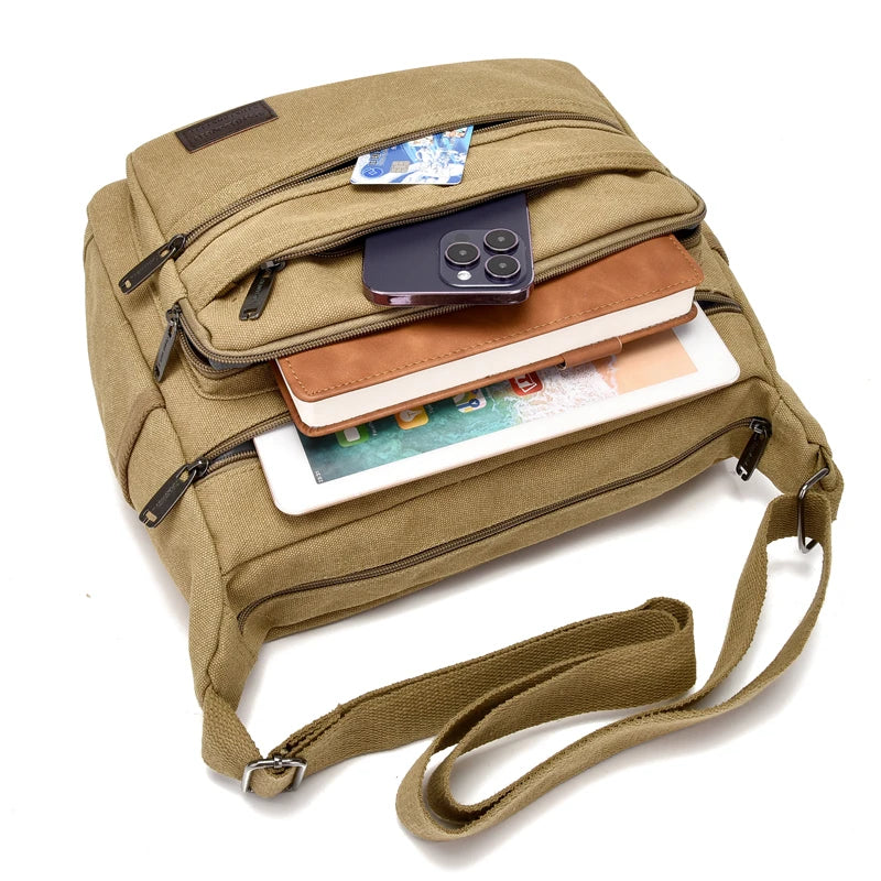 Men's Canvas Shoulder Bag Casual Travel Crossbody Bags