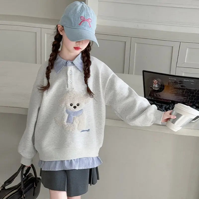 Sweatshirt Girls Two-Piece Polo Hoodie