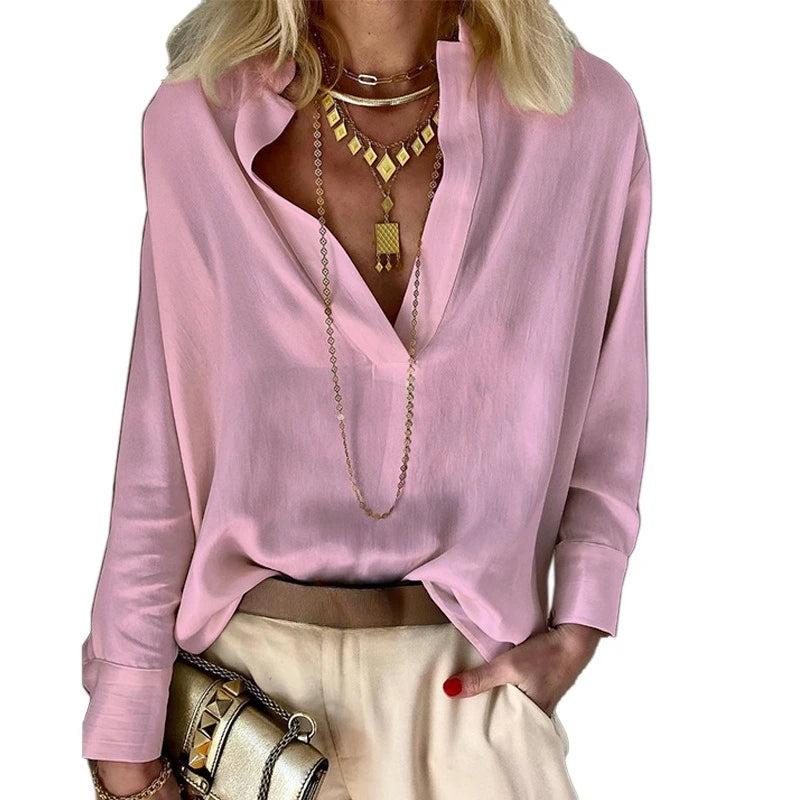 Women's Shirt Blouse Cotton Linen Solid Color