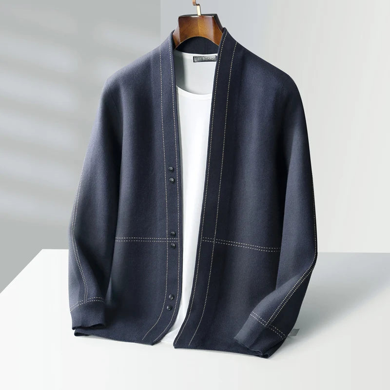 Men's Wool Cardigan Jacket Knitted Outer Cashmere Sweater