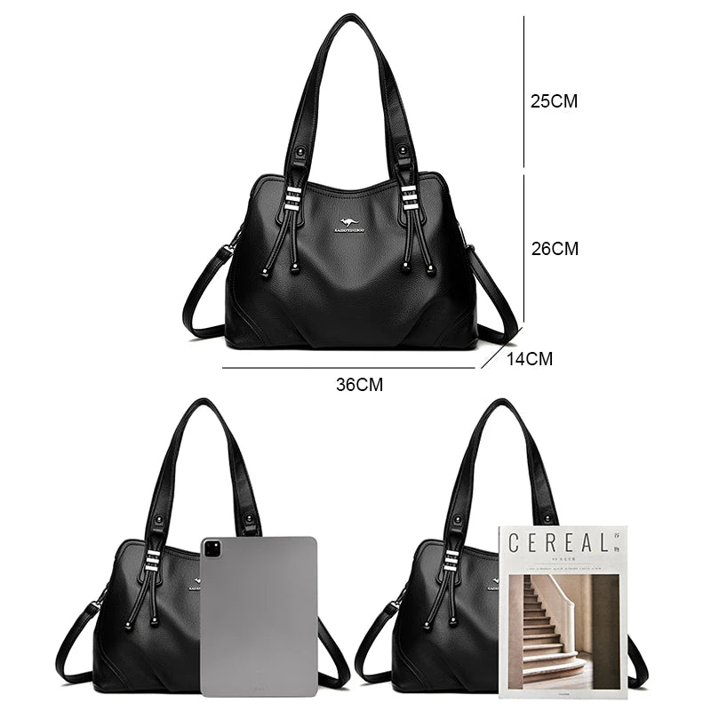 Genuine Soft Leather Handbags for Women Vintage Shoulder Tote Bag Luxury