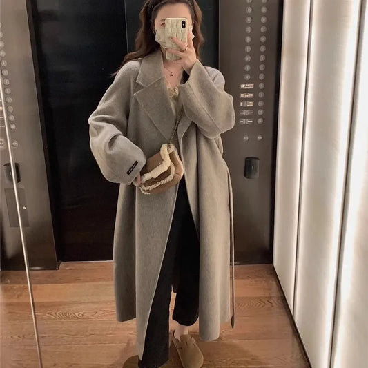 Women's Overcoat Loose Medium Long Double-sided Woolen Trenchcoat