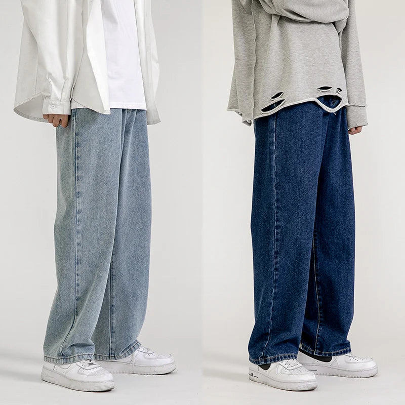 Men's Jeans Pants Straight Trousers Denim  Streetwear Fashion