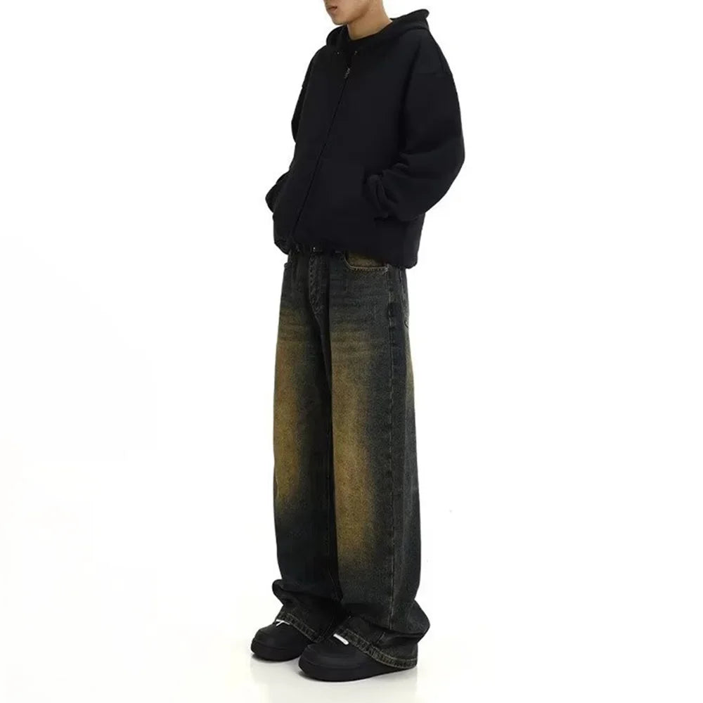Mens Retro Casual Washed Jeans
