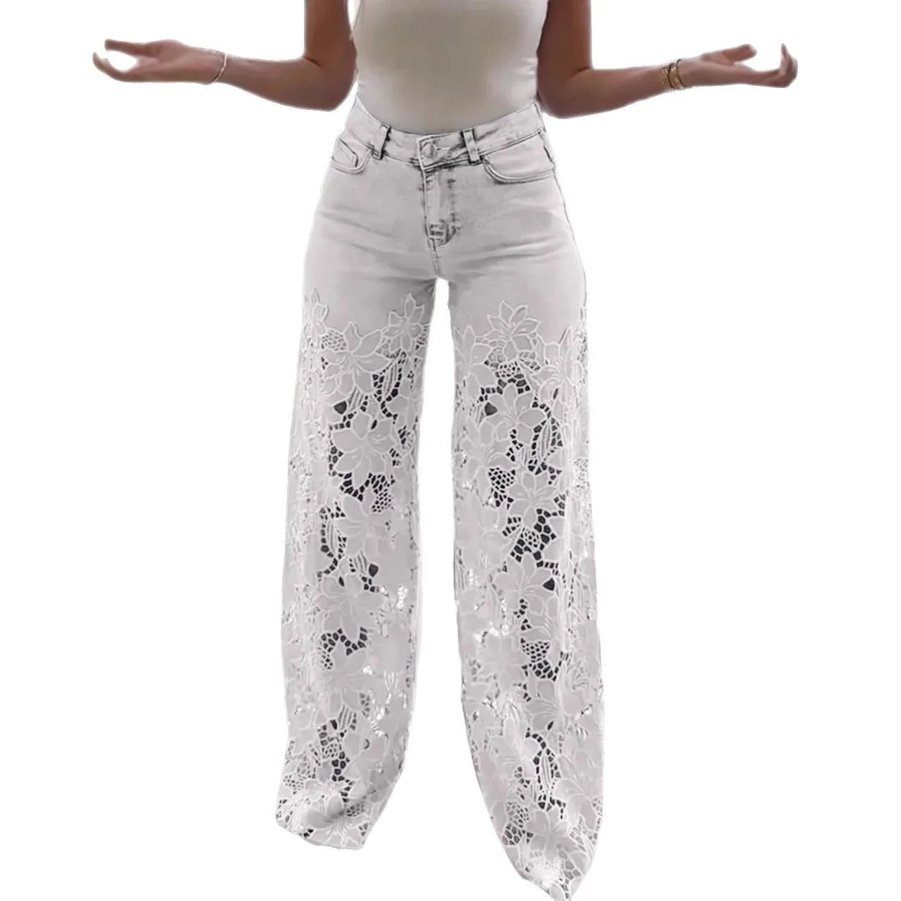 Jeans for Women High Waist Lace Patchwork