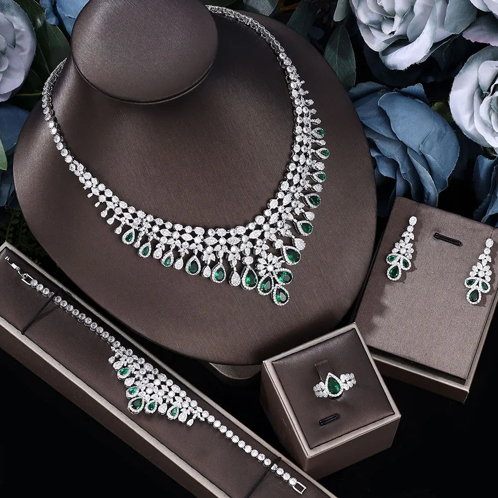 Zircon Super Deluxe Tassel Necklace Earrings