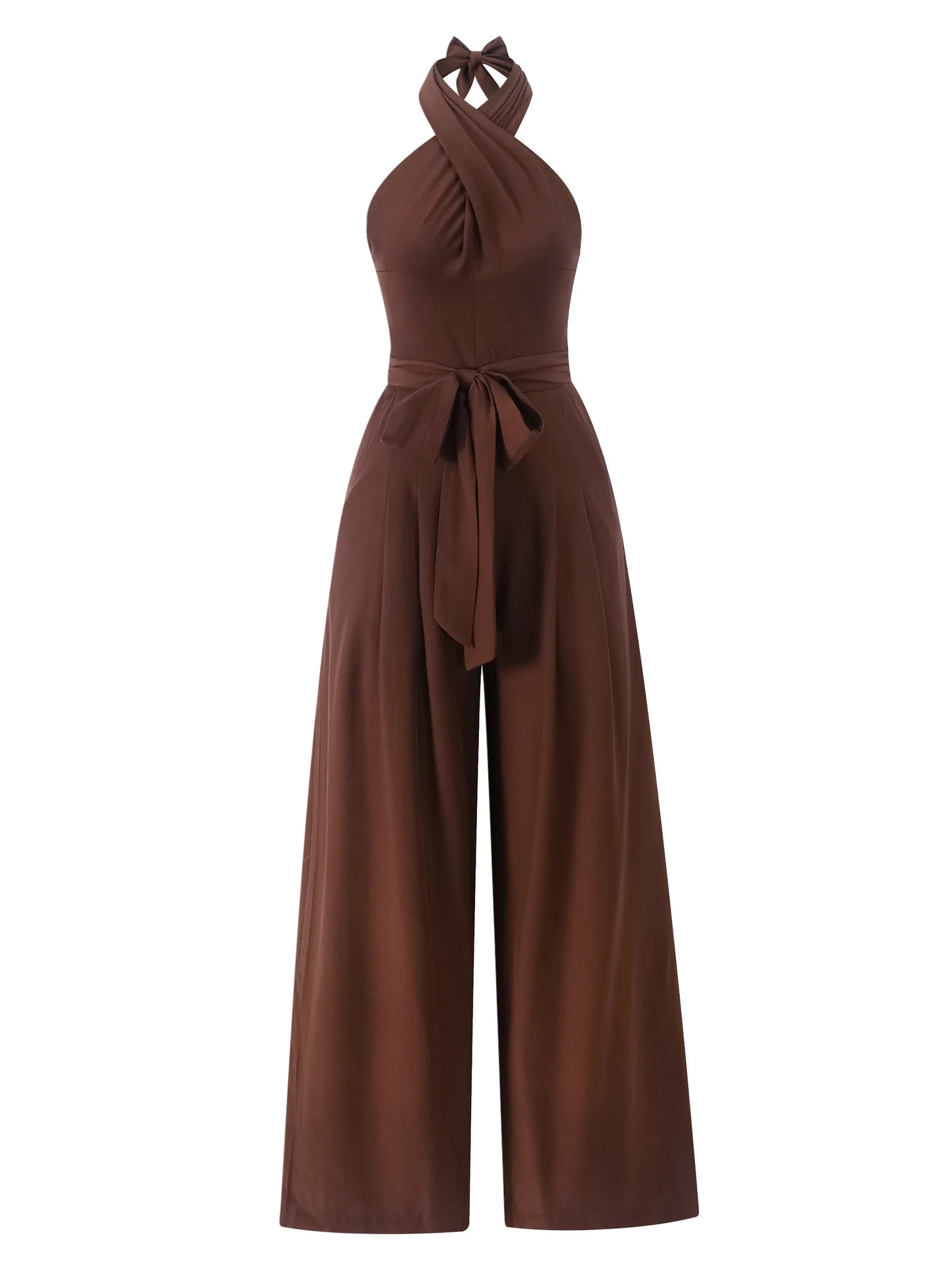 Fashion Sexy Jumpsuit  Halter Neck Wide Leg One-Piece