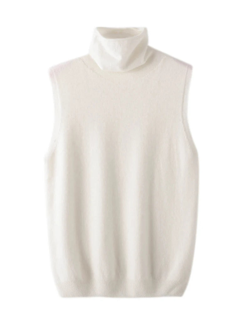 Wool Sleeveless Pullovers Turtleneck Sweater Waistcoat
