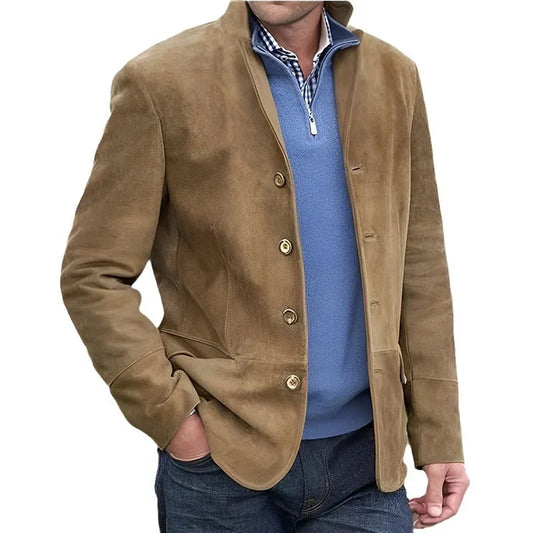 Men Jackets Turn Down Collar Full Sleeve Single Breasted Jacket