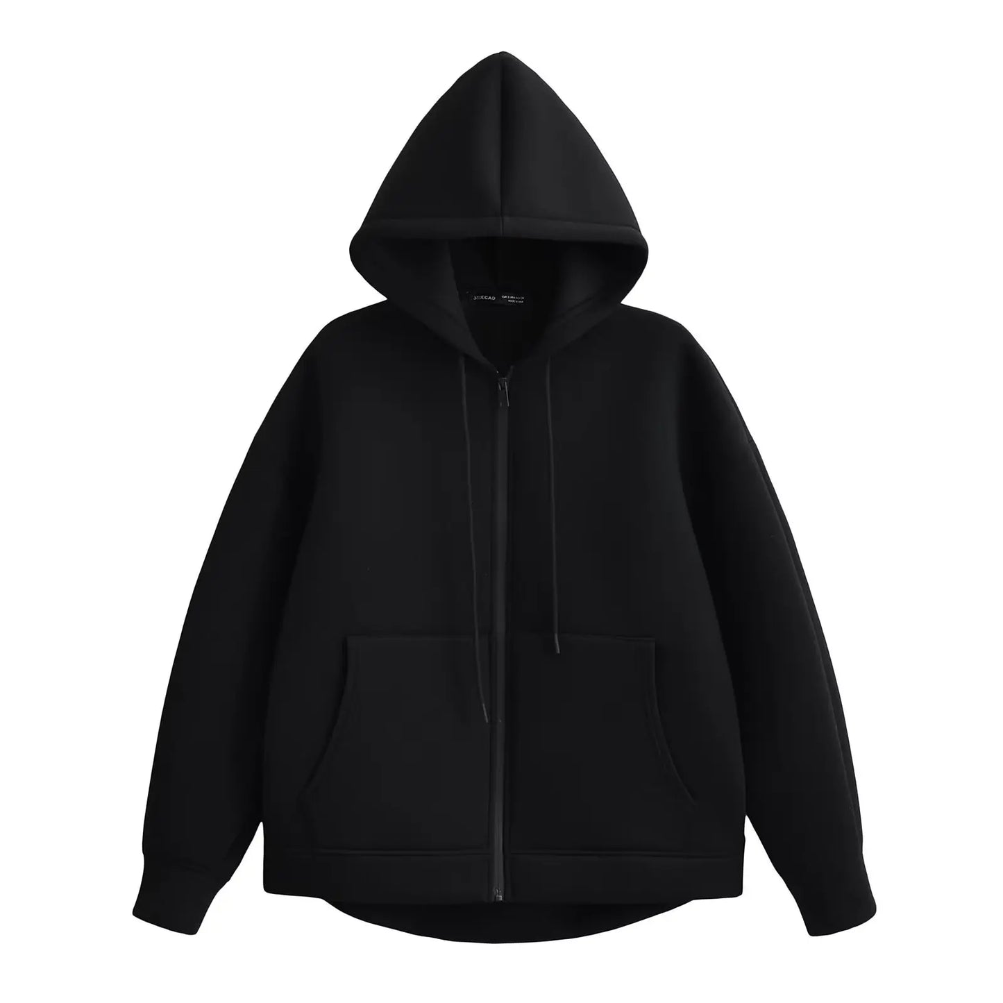 Gray Jacket With Hood Long Sleeve Big Pocket Zipper Jacket