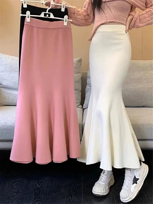 Knitting  High Waist Slim Trumpet Mermaid Skirts