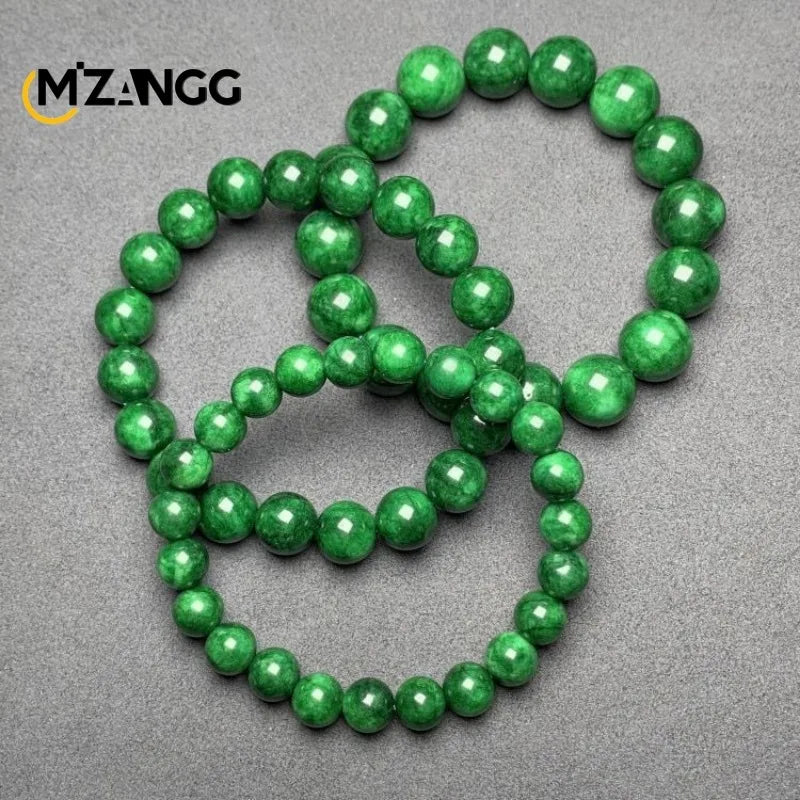 Natural Jade Dry Green Bracelet Necklace Hand-carved