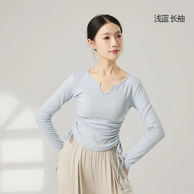White Blouse for Dancing Women Long Sleeve Shirt
