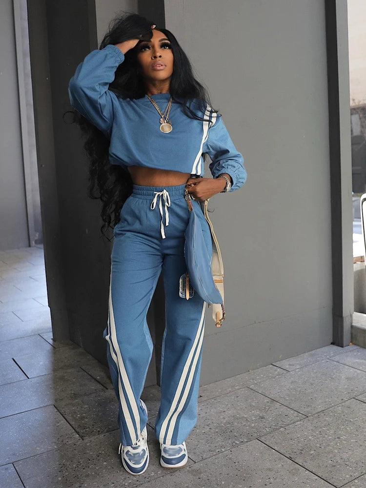 Sweatsuits for Woman  Sports Fashion Full Sleeve Sweatshirt and Drawstring