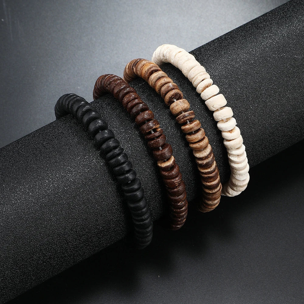 Wooden Bracelets For Men Beaded Multilayer Wooden Bead Jewelry