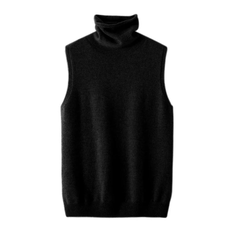 Wool Sleeveless Pullovers Turtleneck Sweater Waistcoat