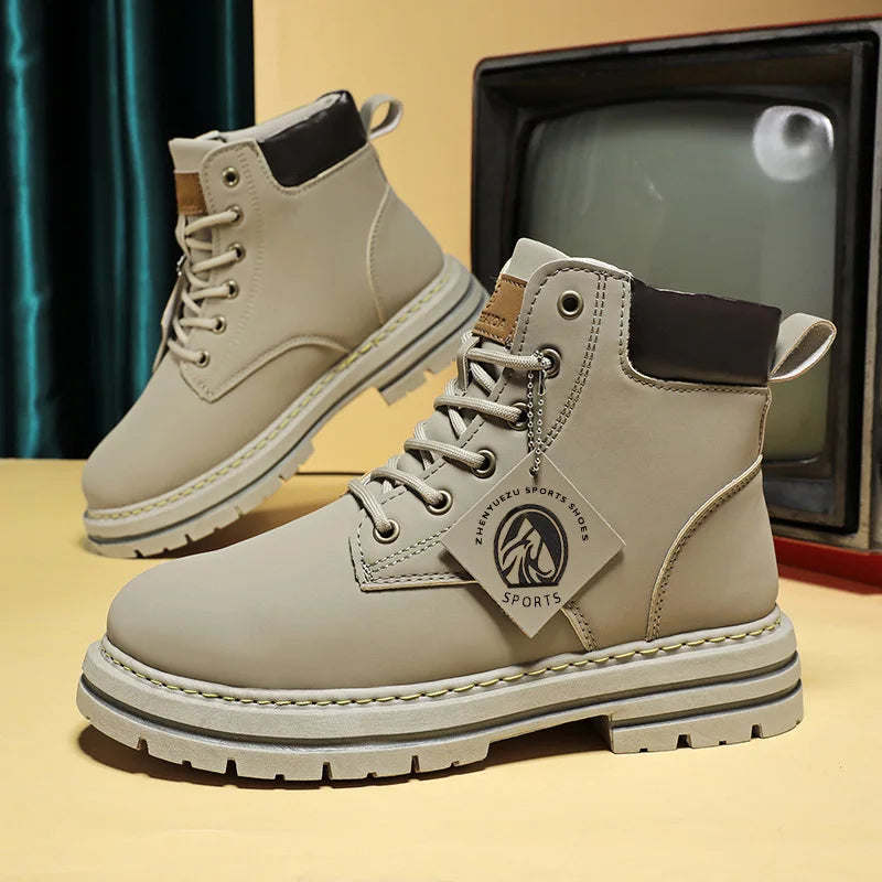 High Top Boots Men's Leather Shoes