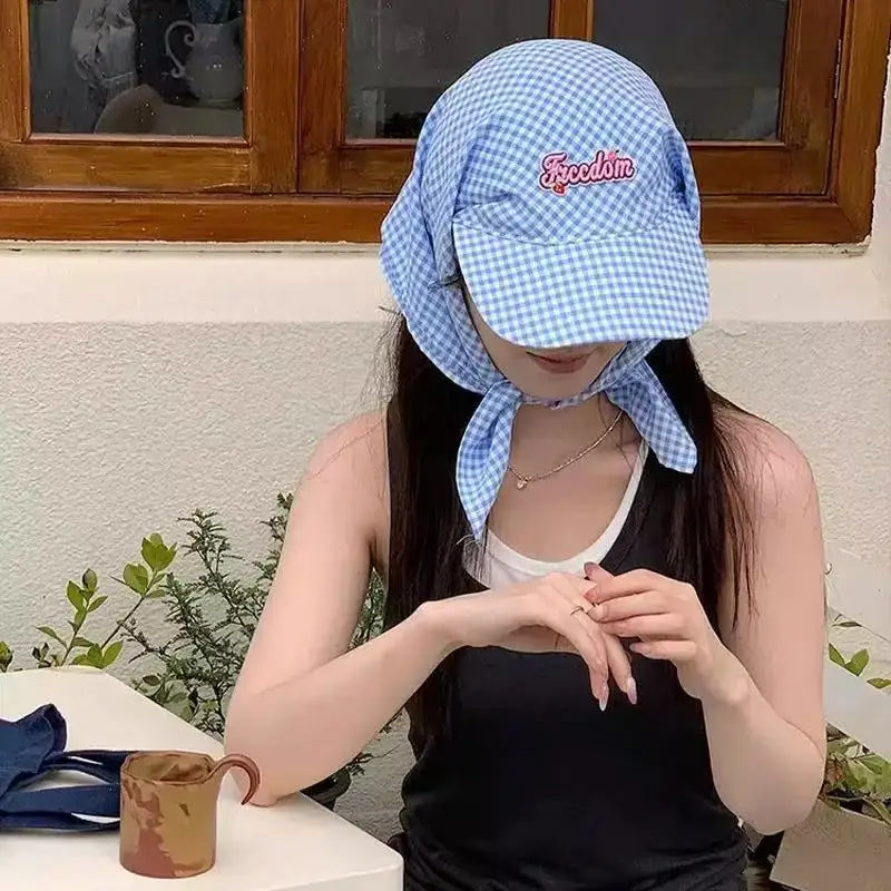 Ladies' Sunshade Hats Plaid Simple Versatile Headwears
