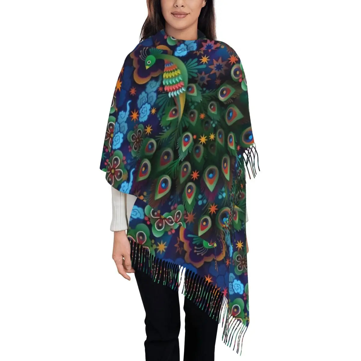 Customized Ladies Long Peacock scarves