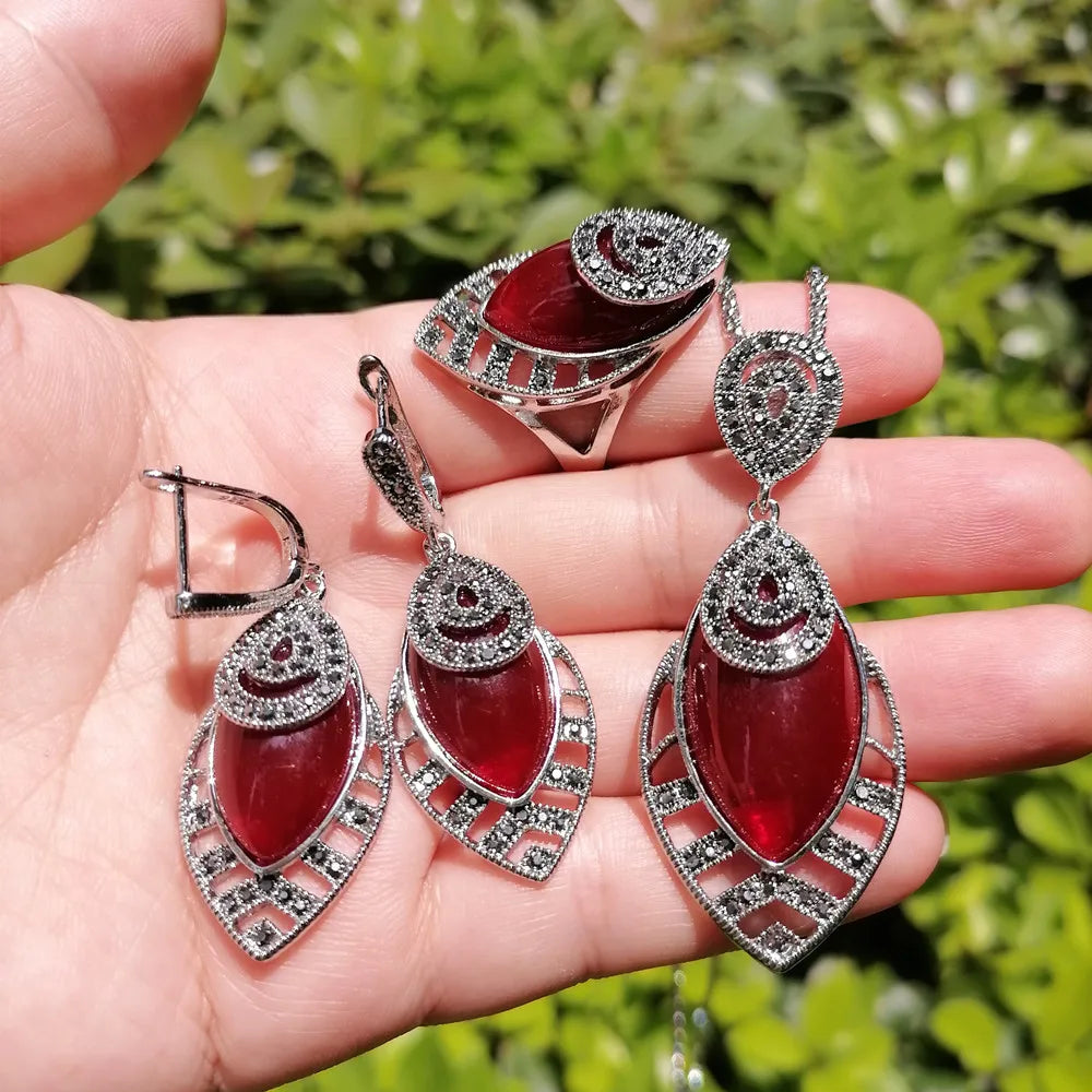 Rhinestone Horse Eye Stones Women's Jewelry Set