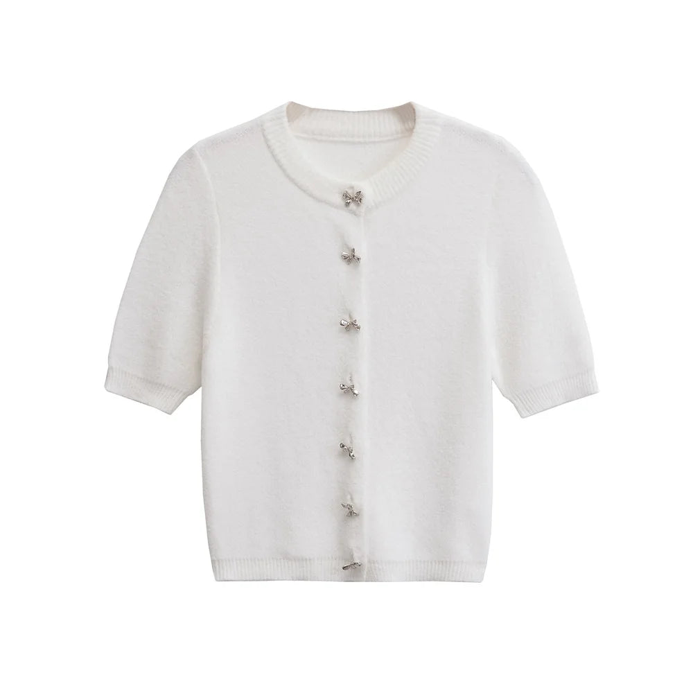 Women's Knitted Cardigan Sweater with Buttons