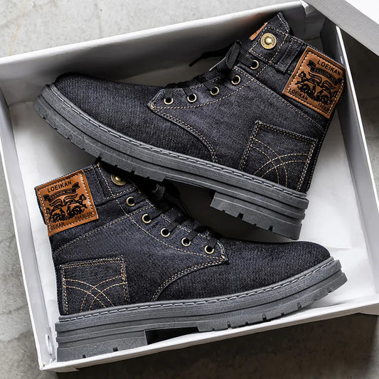 Men's high top denim boots