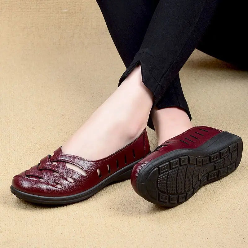Flats Female Braided Shoes Leather Flats Moccasins Loafers