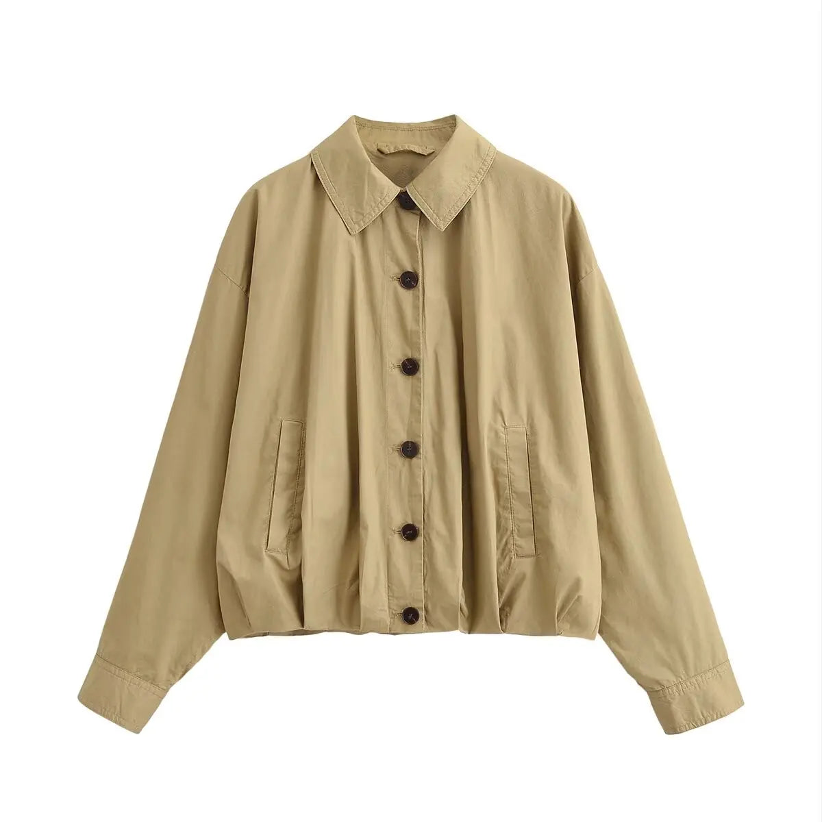 Lapel Collar Long Sleeve Single Breasted coat With Pockets