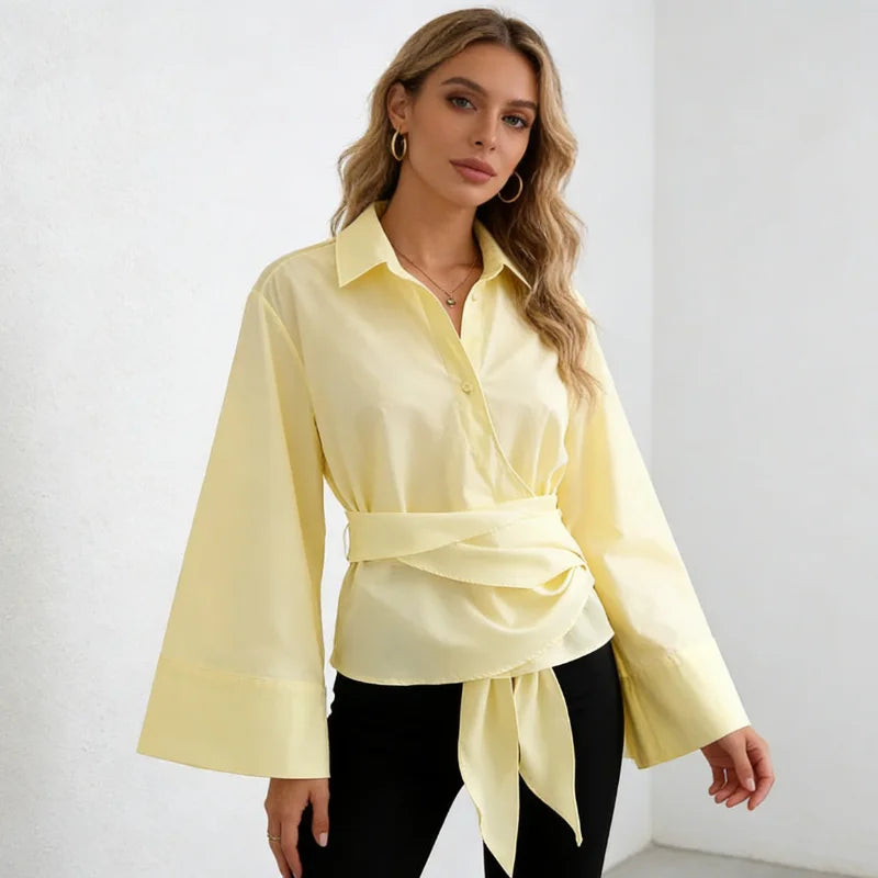 Front Blouse Single-Breasted Elegant Workwear Daily Casual Shirt | Trendy Tailored Design