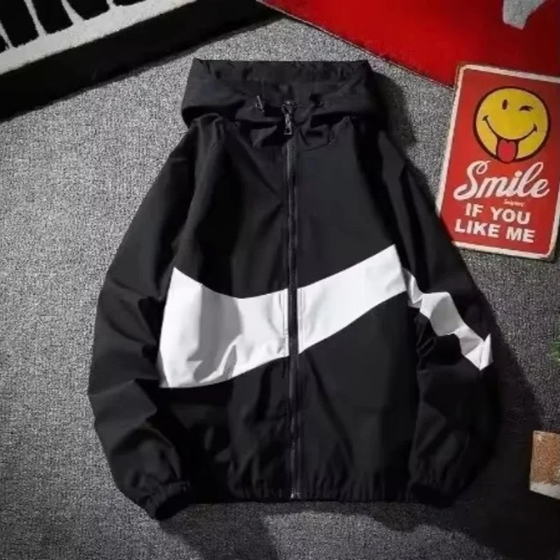 Hip Hop Varsity Jacket Patchwork Color Black
