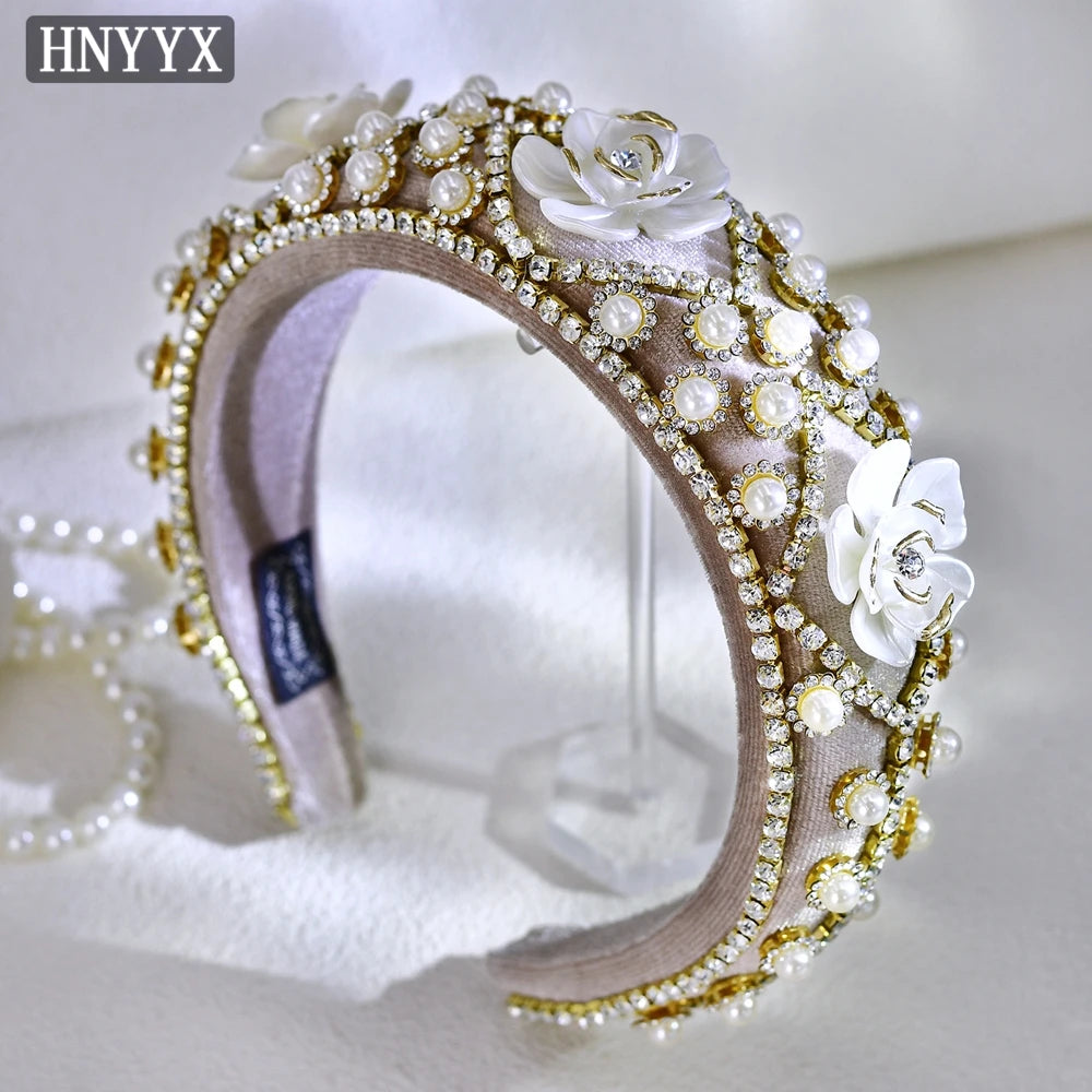 Baroque Rhinestone Hair Accessories Thickened Sponge Headband