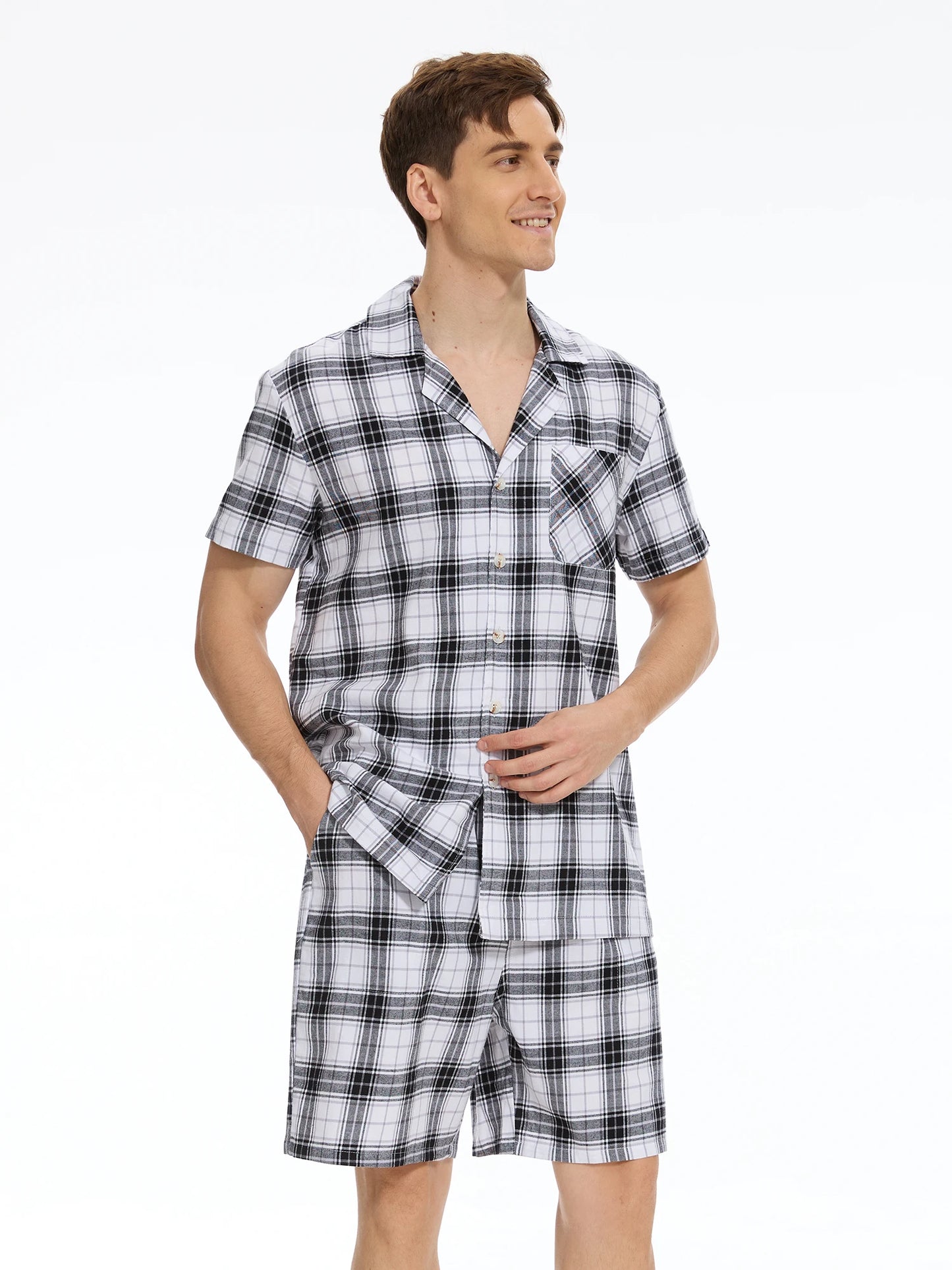 Men Summer Short Pajama Set Breathable Crop Pajama Short Sets Bottoms & Tops
