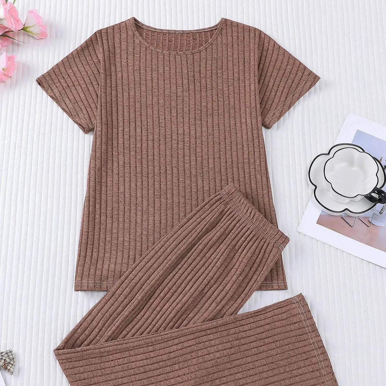 Women's Loungewear Set Waffle Knit 2 Piece Set Sweater